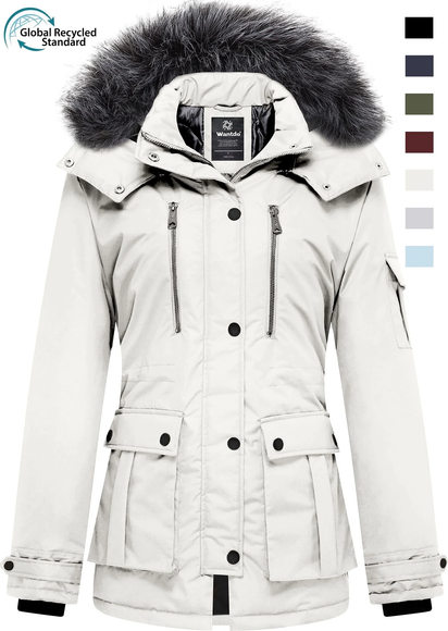 Women'S Winter Coat Thicken Winter Jacket Quilted Parka Coat Puffer Jacket Beige L