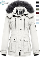 Women'S Winter Coat Thicken Winter Jacket Quilted Parka Coat Puffer Jacket Beige L