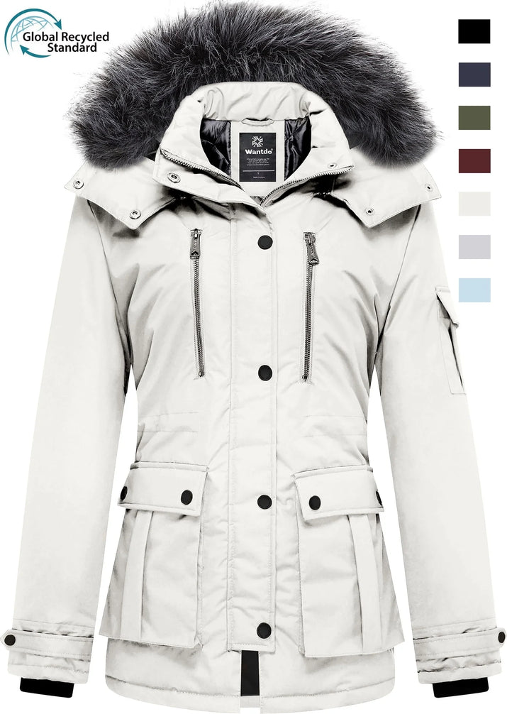 Women'S Winter Coat Thicken Winter Jacket Quilted Parka Coat Puffer Jacket Beige L